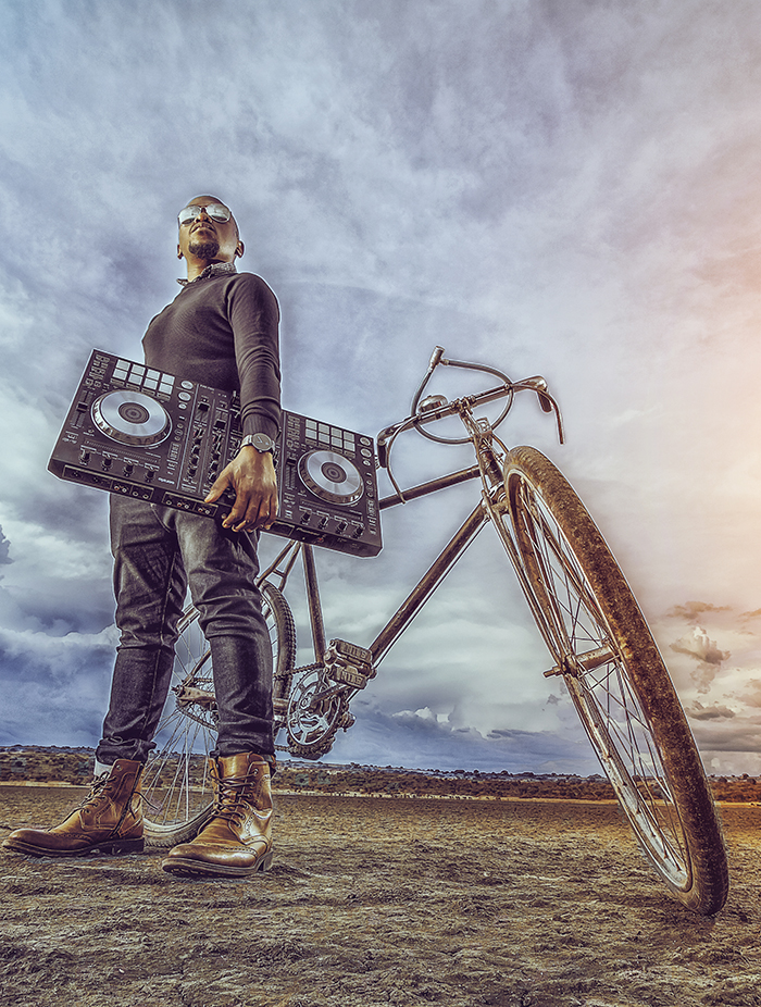 Fashion photography ideas by Ugandan Best Photographer Oscar Ntege based in Dubai. editorial bicycle pioneer player dj 1
